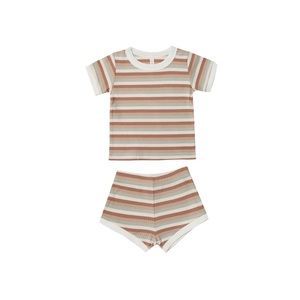 Quincy Mae 12M ribbed striped shortie set